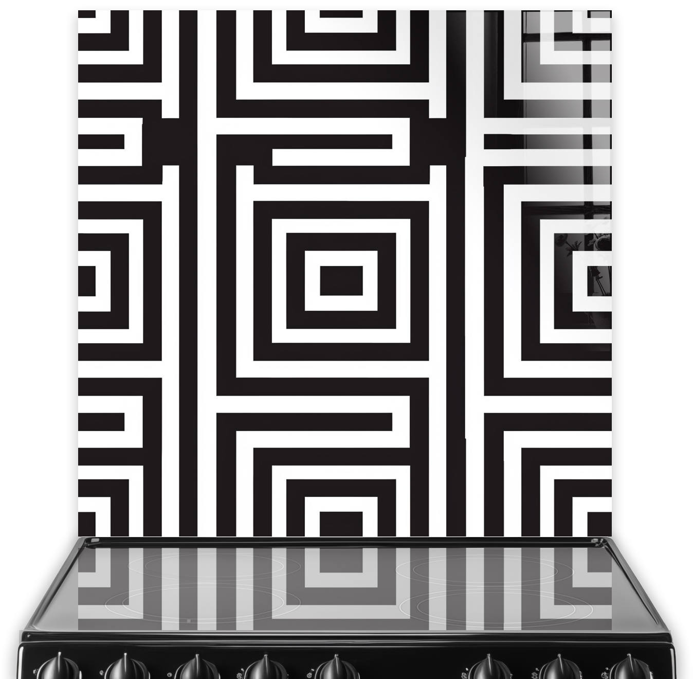 Monochrome Maze Pattern Printed Splashback | VividSplashbacks