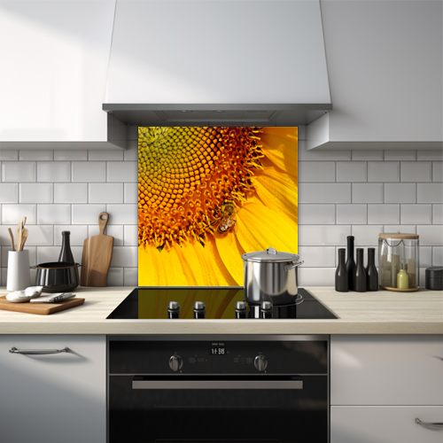 Close-up of a honey bee on a flower.