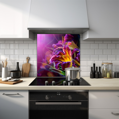 Purple lily with a yellow centre.