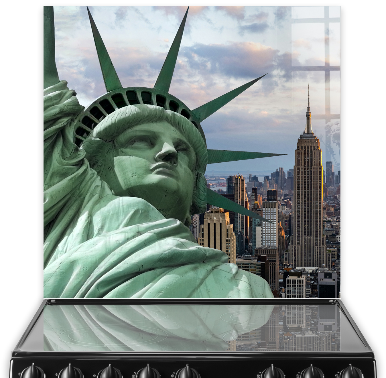 New York City skyline and Statue of Liberty printed kitchen splashback