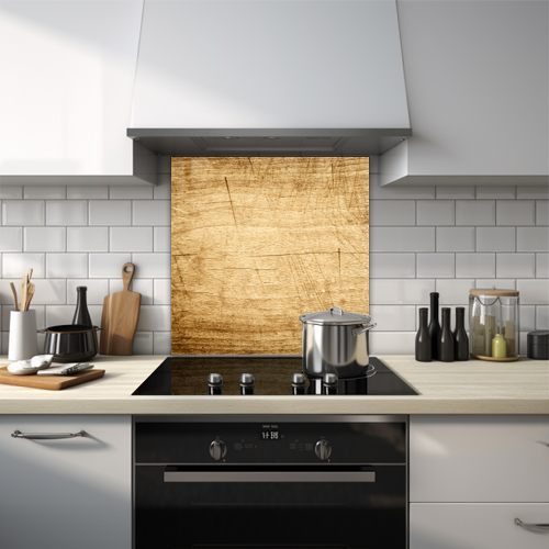 Close-up texture of old alder wood glass splashback.