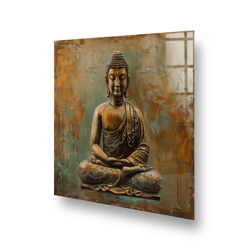 Tranquil Bronze Buddha Kitchen Splashback Art Side View