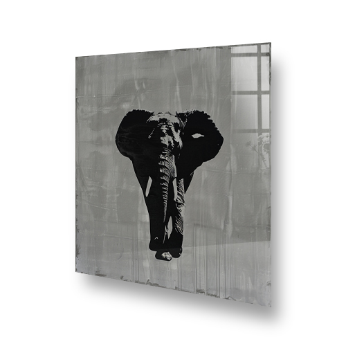 Dark Grey Simplistic Elephant Splashback Art for Kitchen Side View