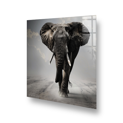 Monochrome Elephant Kitchen Splashback in Grey Charge Style Side View