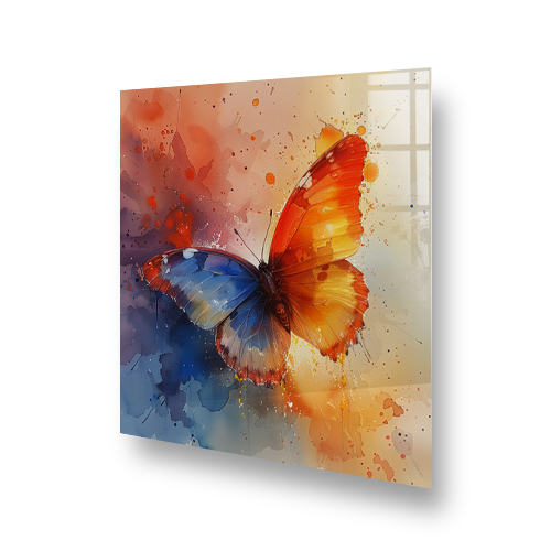 Watercolour Butterfly Splashback in Vivid Hues Side View