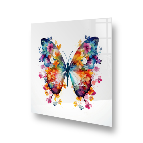 Watercolour Butterfly Splashback Art above Cooker Side View