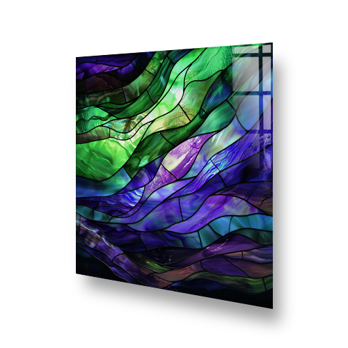 Stained Glass Northern Lights Art Splashback Above Cooker Side View