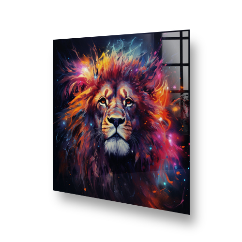 Cosmic Spectral Lion Kitchen Splashback with Vivid Colours Side View