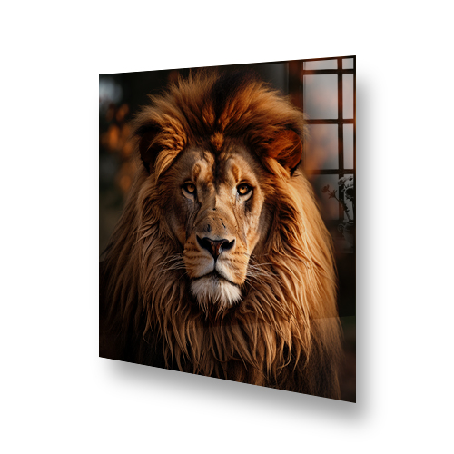 Majestic lion against a soft background on a printed kitchen splashback Side View