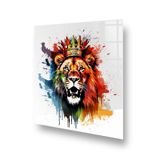 Colourful Lion King Painted Splashback in Kitchen Setting Side View