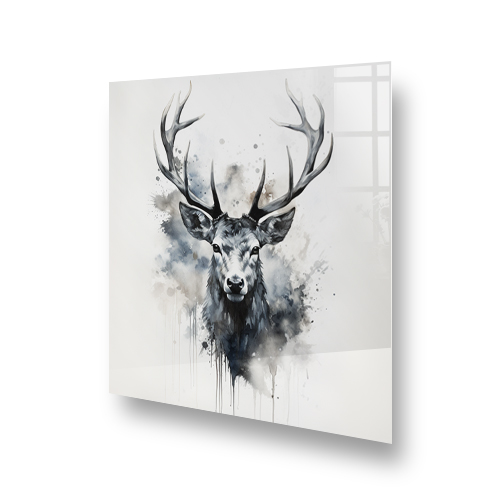 Isaac the Stag amidst monochrome mystery printed splashback Side View