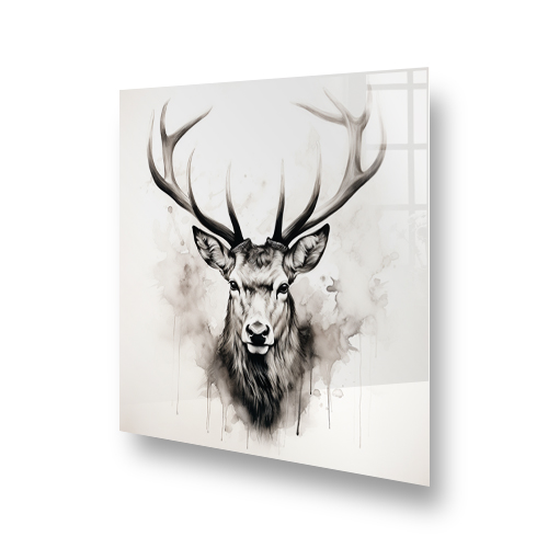 Jude the Stag with smoke wisps printed glass splashback Side View