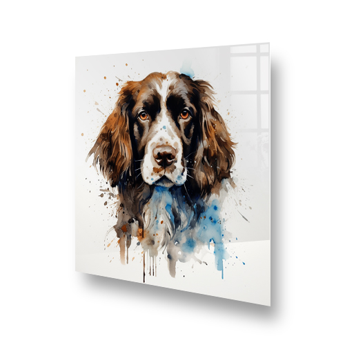 Artistic Springer Spaniel Kitchen Splashback in Watercolour Style Side View