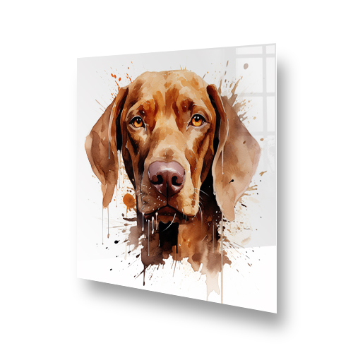 Vizsla dog watercolour art kitchen splashback with warm brown hues Side View