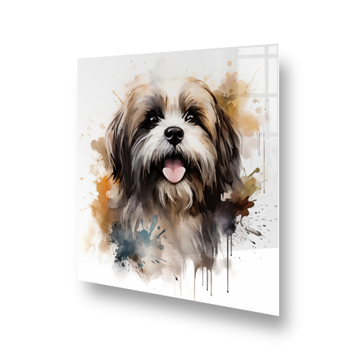 Printed Lhasa Apso kitchen splashback art featuring warm and earthy tones Side View