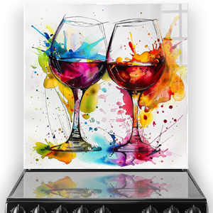 Colourful wine glass artwork printed kitchen splashback