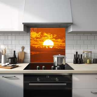 Misty bright pink lotus flowers glass splashback. thumbnail