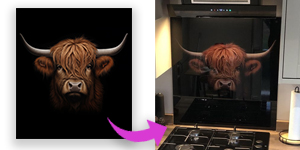 Brown Cow on black background installed for customer Andy